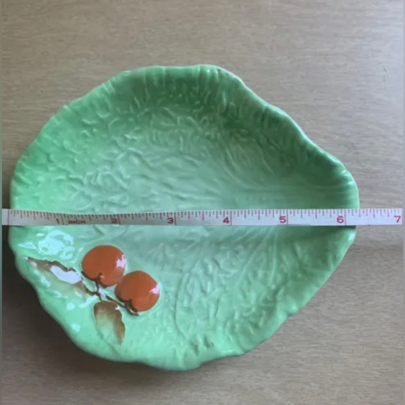 Green cabbageware leaf tomato decor 1930s Beswick Carlton England Serving bowl - Picture 10 of 16